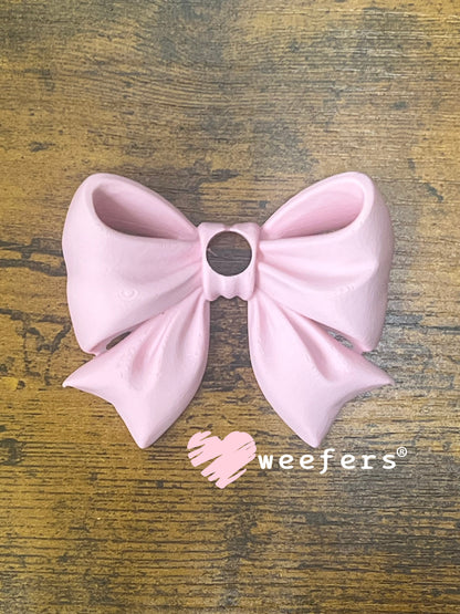 16oz and 24oz Bow Lid Toppers for Tumblers | Bridesmaid & Event Drinkware Accessory (Center HOLE) 8mm Light Pink Weefers