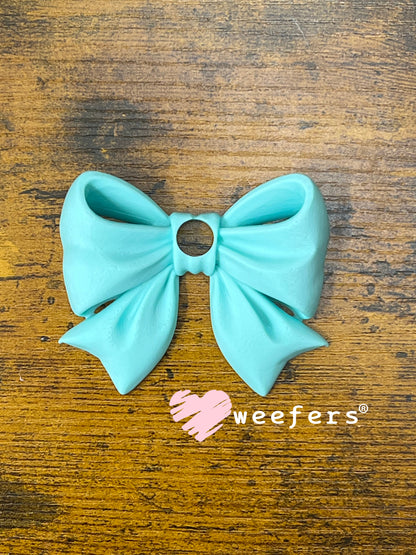 16oz and 24oz Bow Lid Toppers for Tumblers | Bridesmaid & Event Drinkware Accessory (Center HOLE) 8mm Mint Weefers