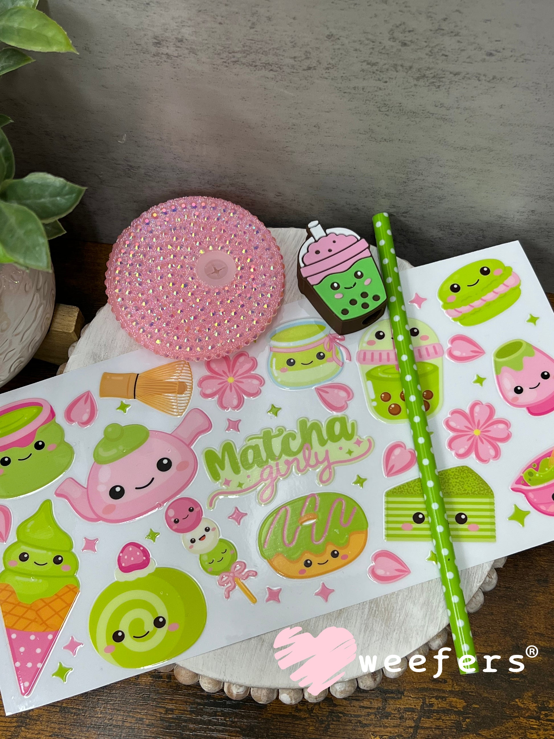 UV DTF Cup Wrap – Match Girly Green and Pink Weefers