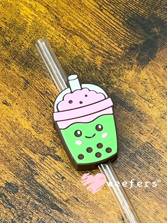 Straw Topper Buddy - Green and Pink Boba Fits 10mm Weefers