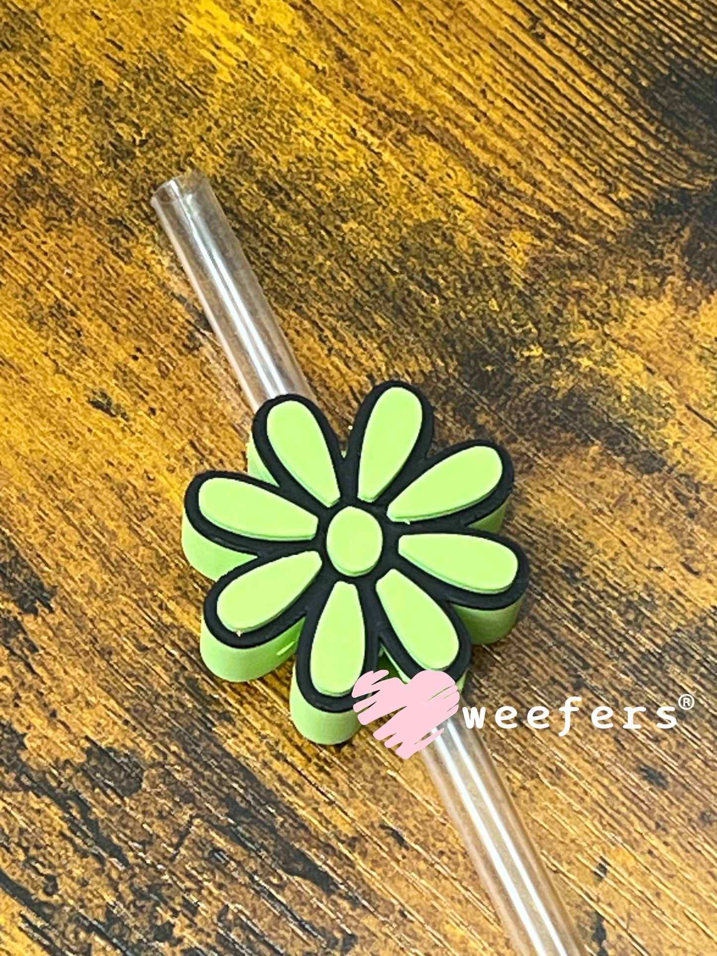 Daisy Straw Topper Buddy Lime Green and Black - Large Weefers