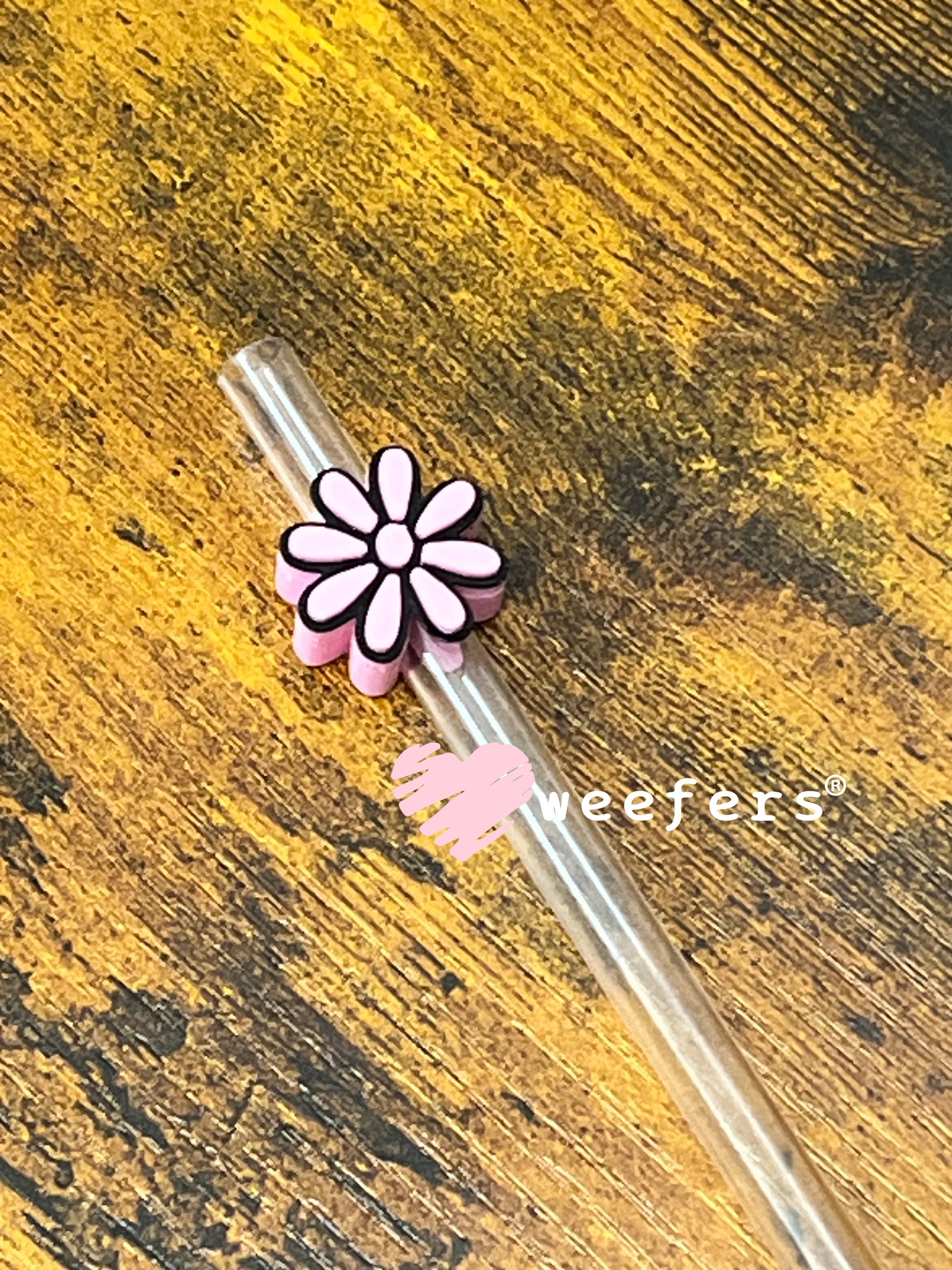 Daisy Straw Topper Buddy Pink 2 and Black - Small Weefers