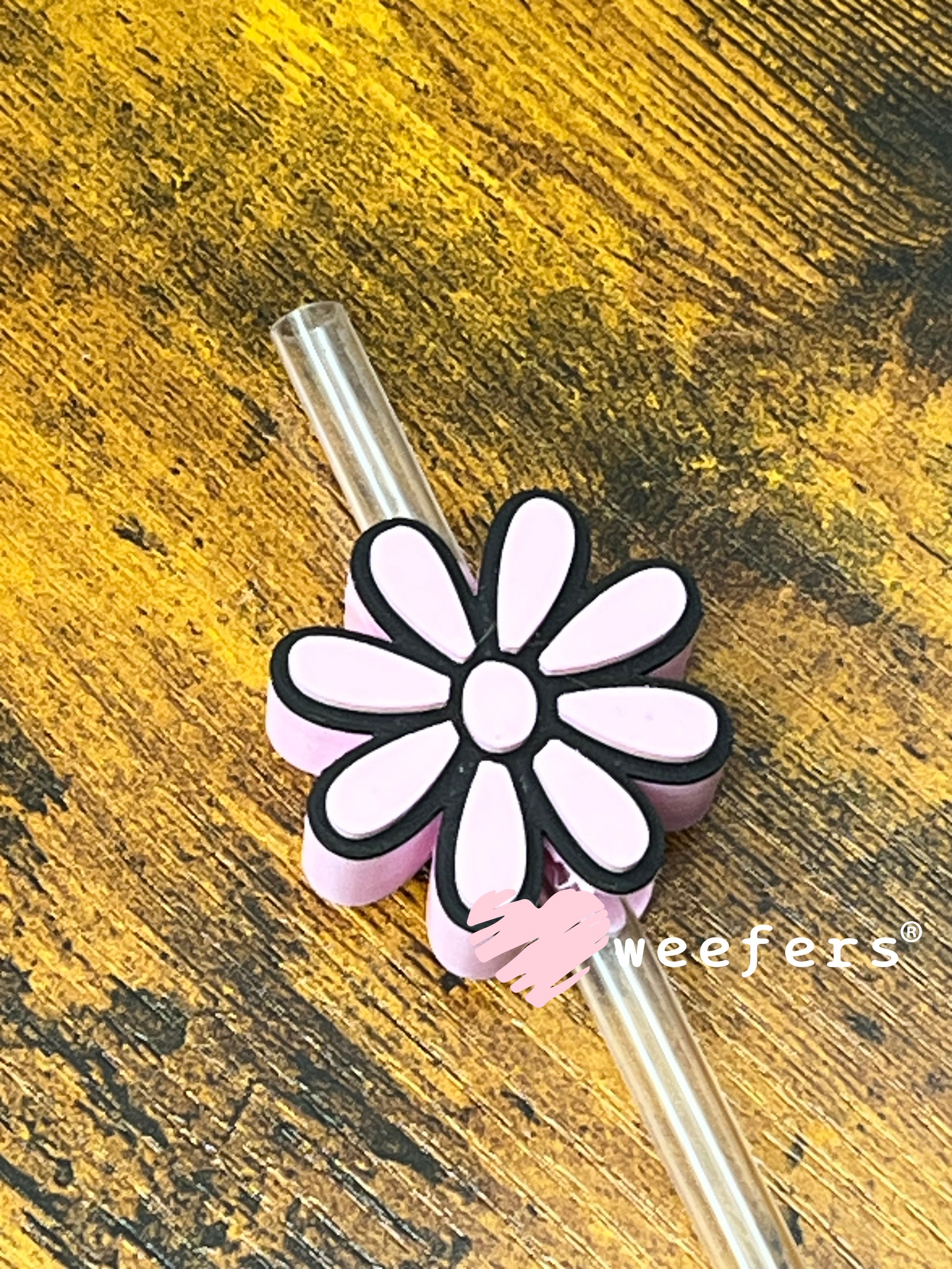 Daisy Straw Topper Buddy Pink 2 and Black - Large Weefers