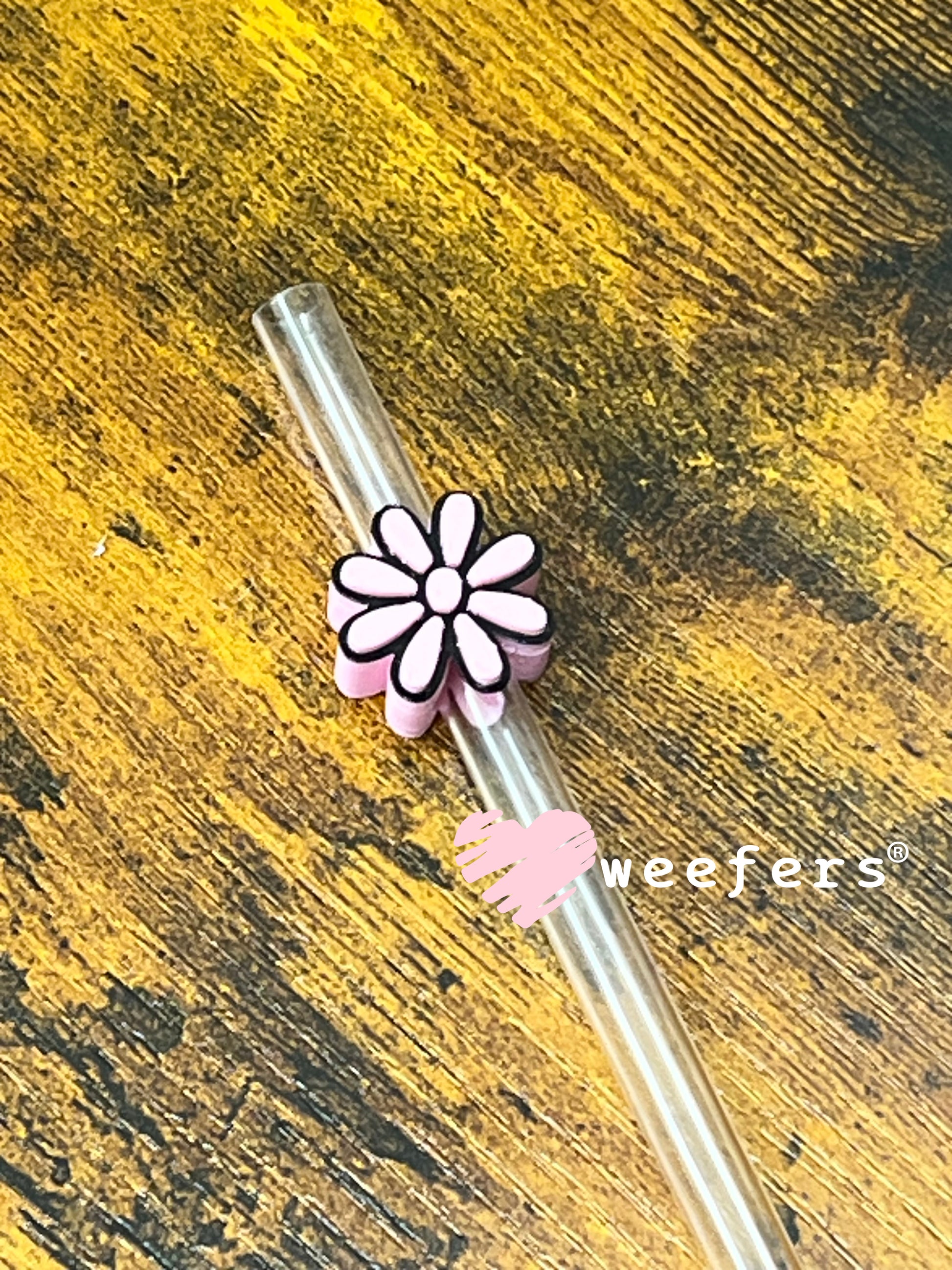 Daisy Straw Topper Buddy Pink 1 and Black - Small Weefers