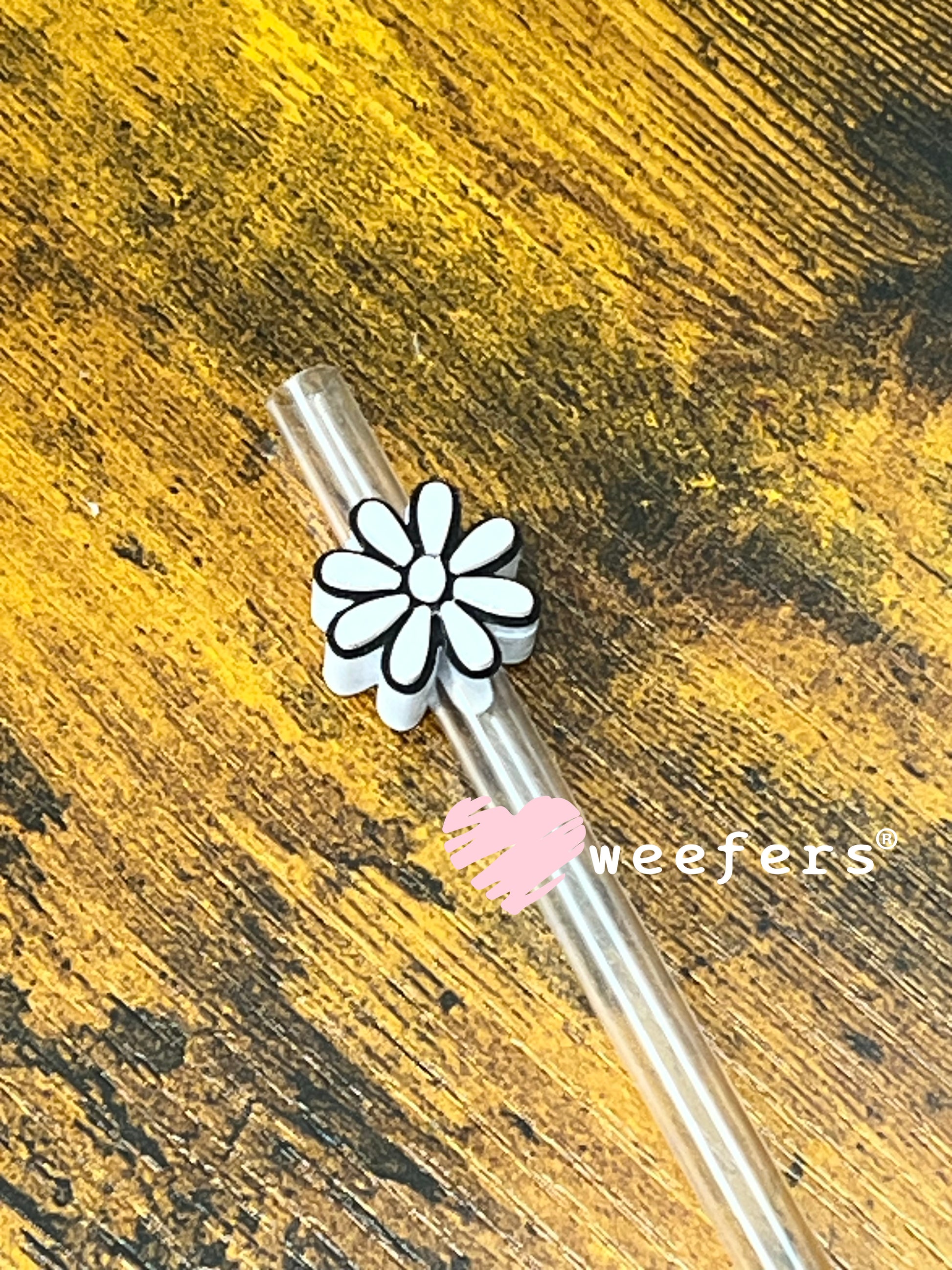 Daisy Straw Topper Buddy White and Black - Small Weefers