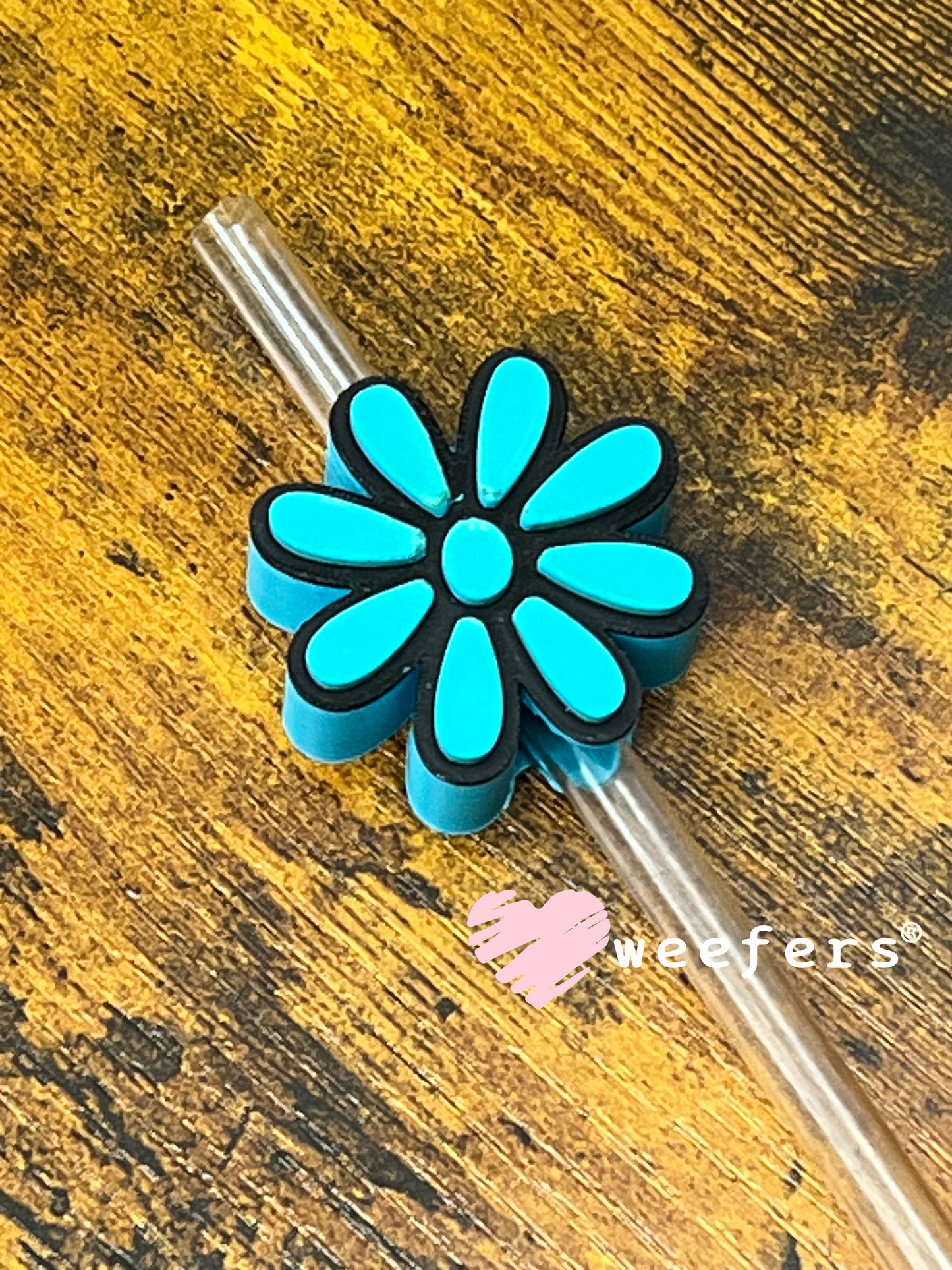 Daisy Straw Topper Buddy Turquoise and Black - Large Weefers