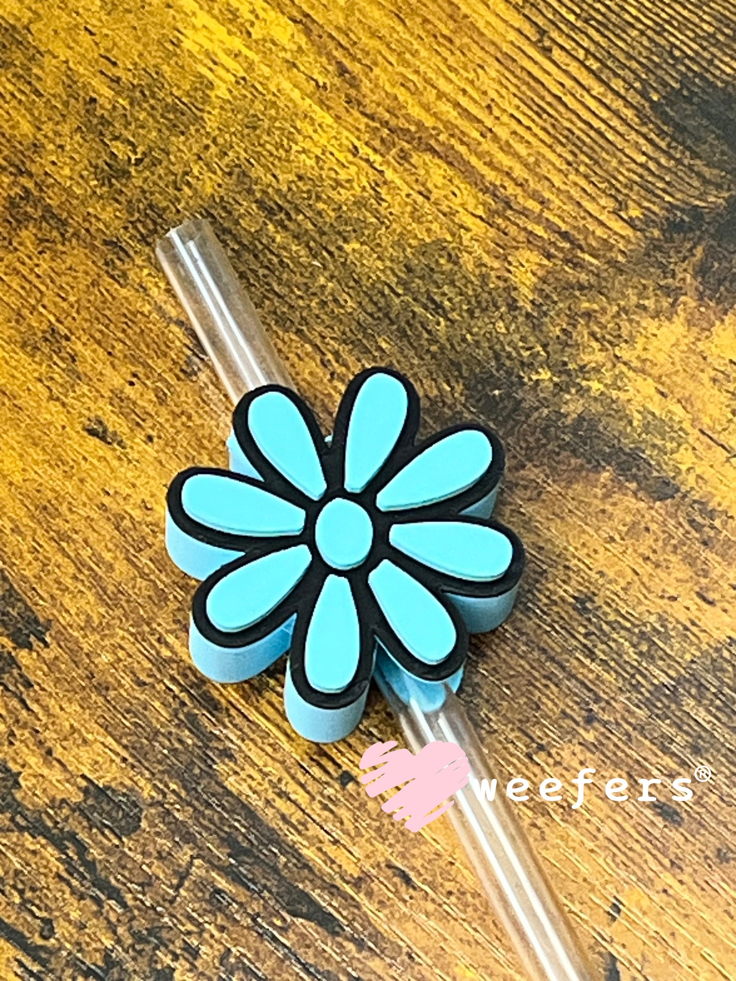 Daisy Straw Topper Buddy Light Blue and Black - Large Weefers