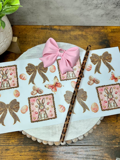 UV DTF Cup Wrap – Rose Gold Bunnies and Bows - Weefers Exclusive Weefers