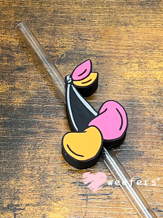 Straw Topper Buddy - Cherries Hot Pink and Orange Weefers