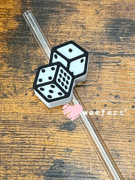 Straw Topper Buddy - Dice White and Black (Fits Both 8mm and 10mm Straws) Weefers