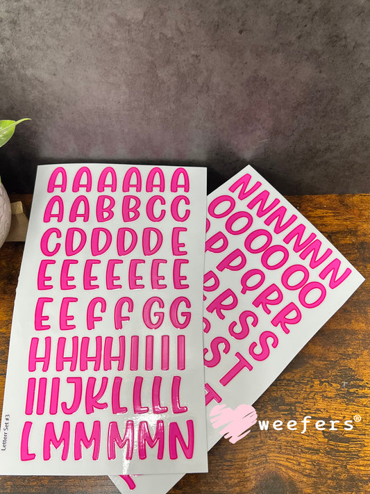UV DTF Letter Decals for Custom Names Letter Set 3 Weefers