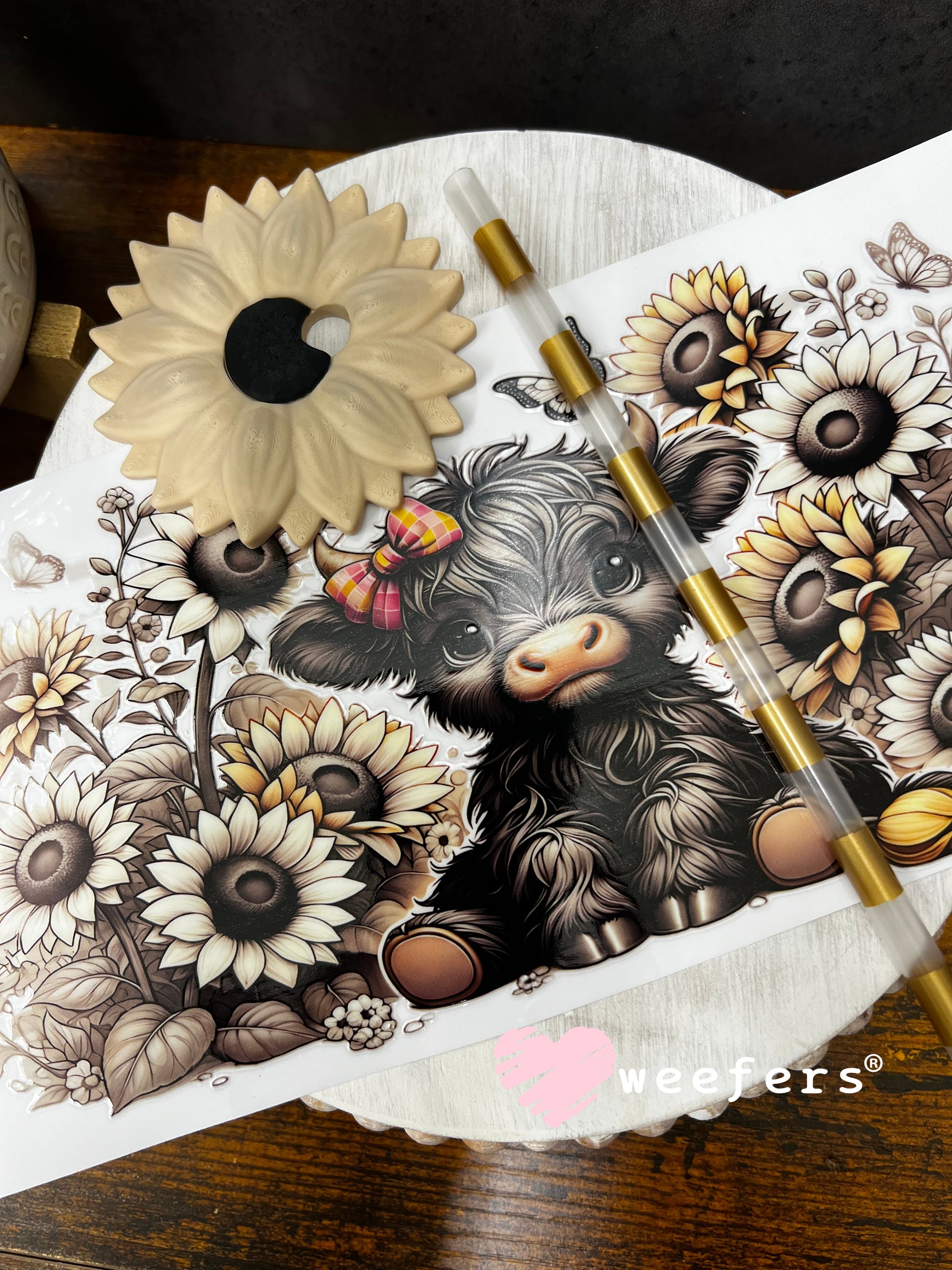 UV DTF Cup Wrap – Baby Cow Black and Cream Weefers