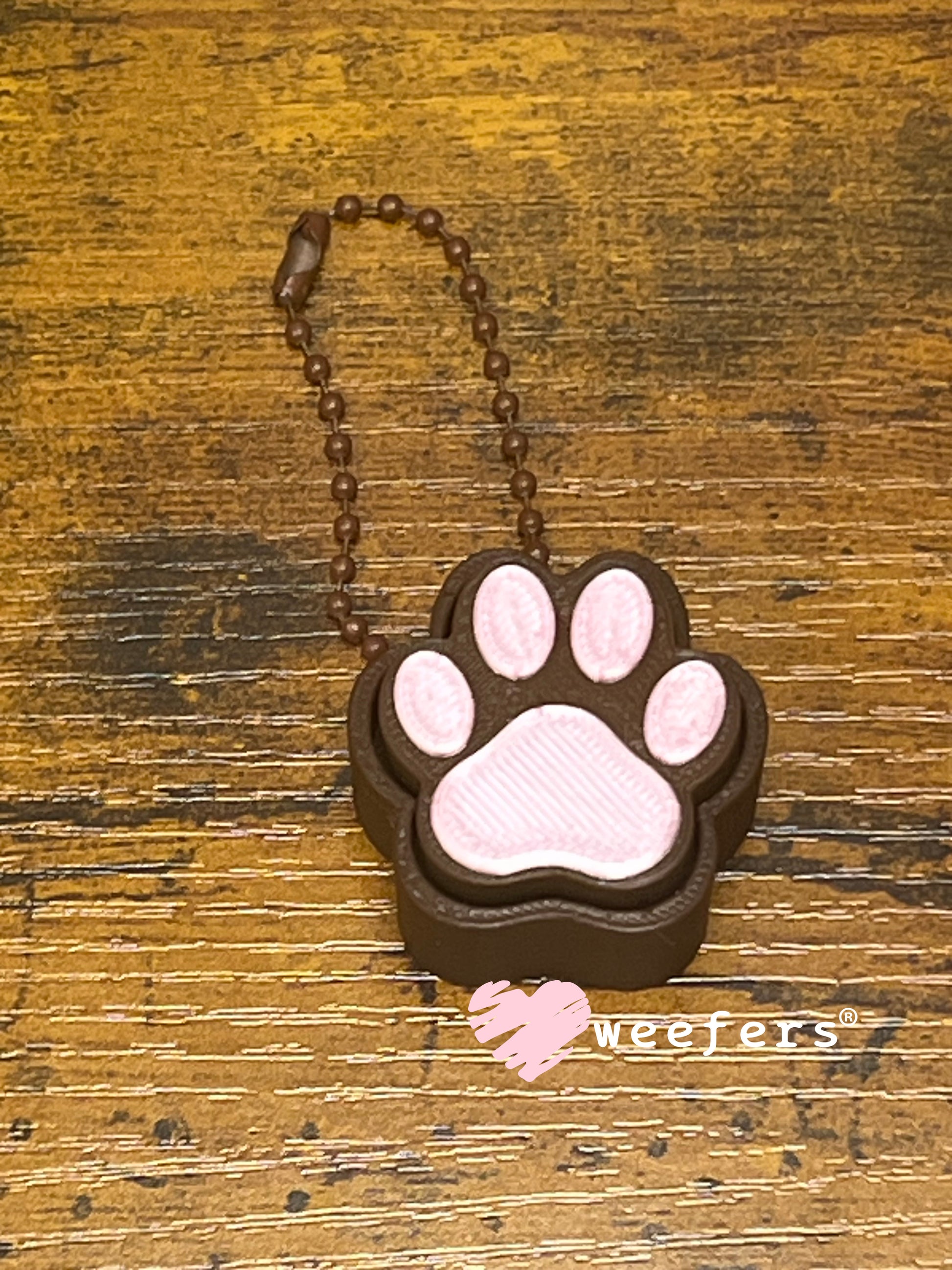 Keychain Fidget Clickers #4 - Dog Paw Brown Pink Weefers
