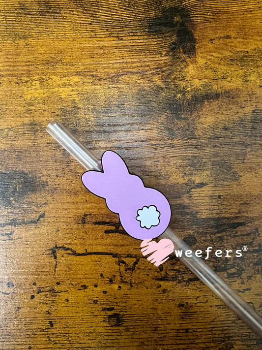 Straw Topper Buddy - Purple Easter Bunny (Fits both 8mm and 10mm straws)