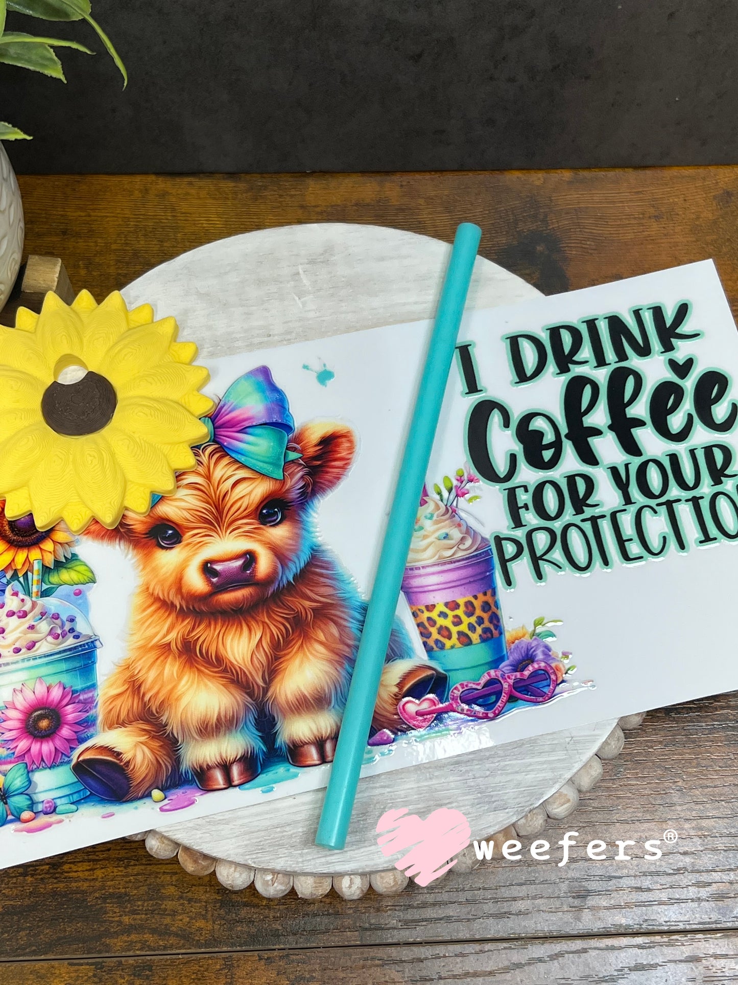 16oz Generic Glass Can Cups UV DTF Kits #69 - I Drink Coffee For Your Protection Weefers