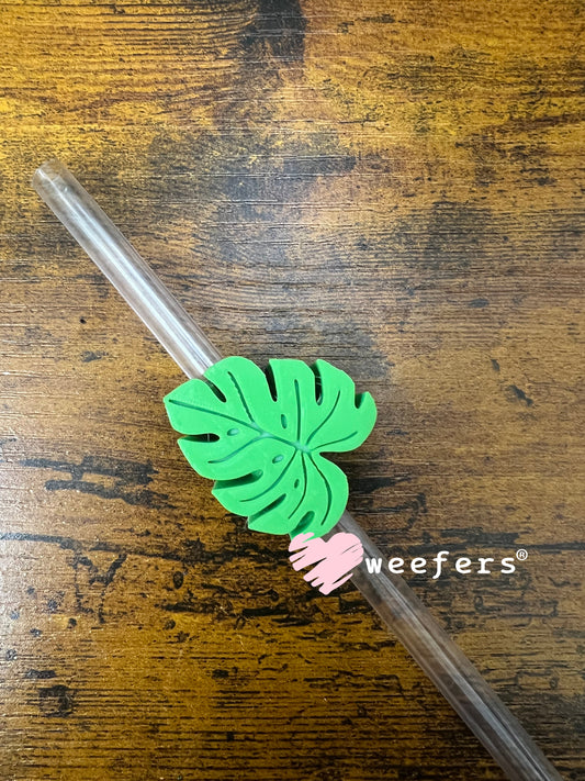 Straw Topper Buddy - Monstera Leaf Green (Fits both 8mm and 10mm straws) Weefers