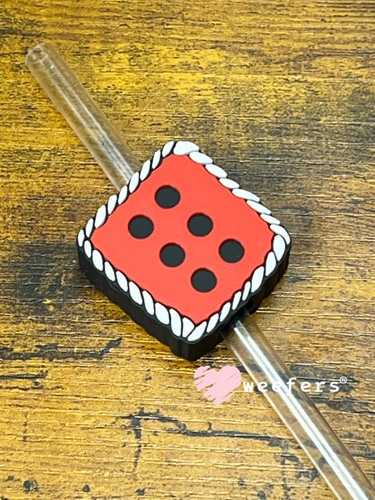 Straw Topper Buddy - Red Western Dice (Fits both 8mm and 10mm straws) Weefers