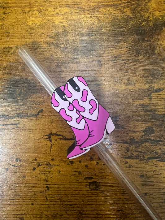 Magenta and Pink Cowgirl Boots Straw Topper Buddy Weefers