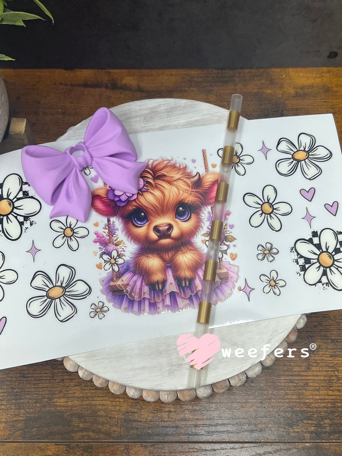 UV DTF Cup Wrap – Baby Cow Purple Tutu Weefers