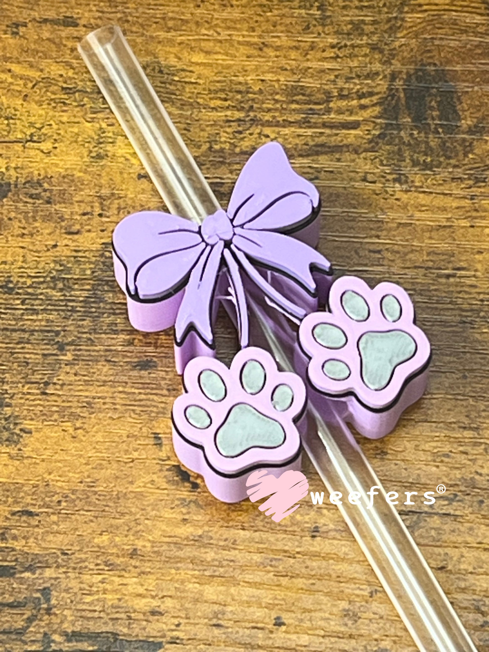 Straw Topper Buddy - Purple Dog Paw Cherries (Fits both 8mm and 10mm straws) Weefers