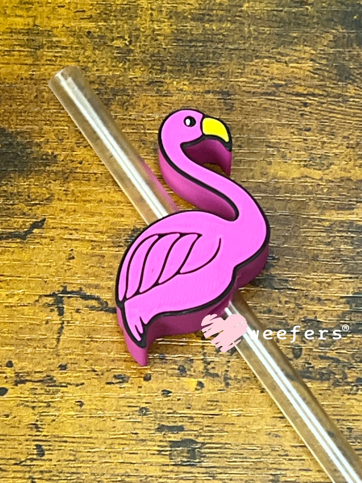 Straw Topper Buddy - Magenta Flamingo Weefers