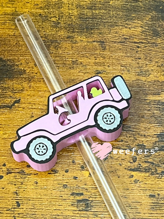 Straw Topper Buddy - Pink Jeep (Fits both 8mm and 10mm straws) Weefers