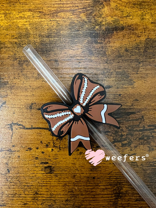 Football Bow Straw Topper Buddy Weefers