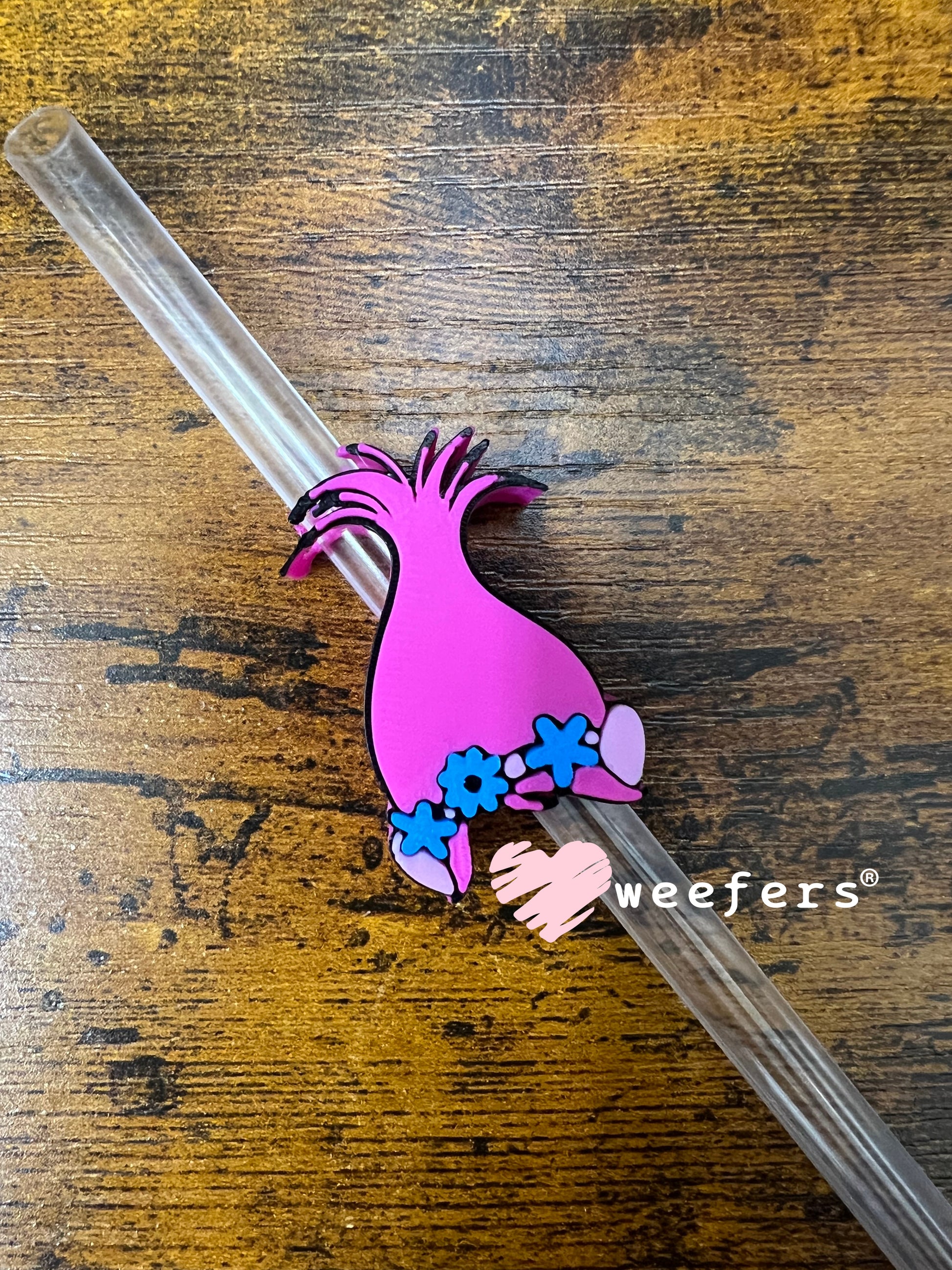 Straw Topper Buddy - Magenta Troll Hair (Fits both 8mm and 10mm straws) Weefers