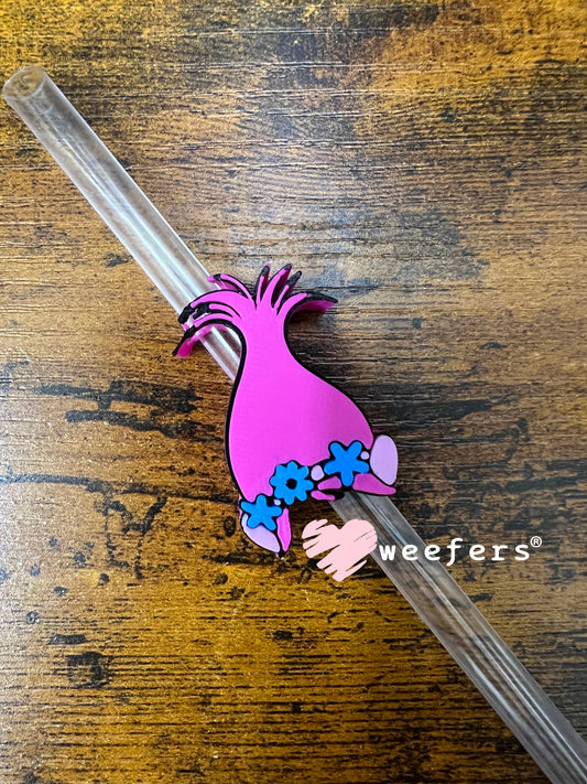 Straw Topper Buddy - Magenta Troll Hair (Fits both 8mm and 10mm straws) Weefers