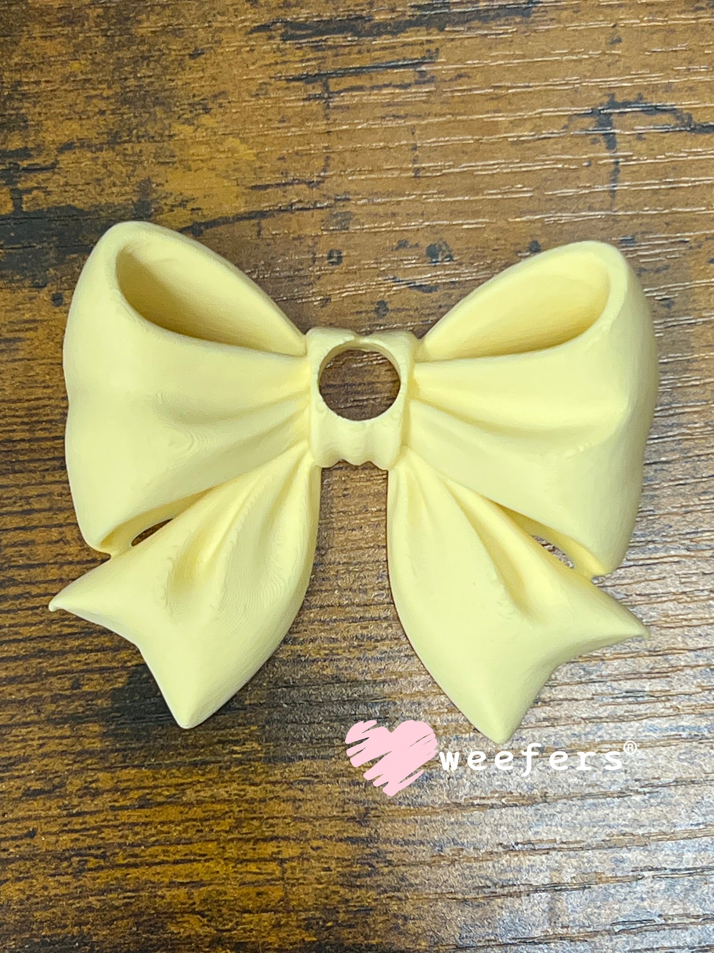 16oz and 24oz Bow Lid Toppers for Tumblers | Bridesmaid & Event Drinkware Accessory (Center HOLE) 8mm Pale Yellow Weefers
