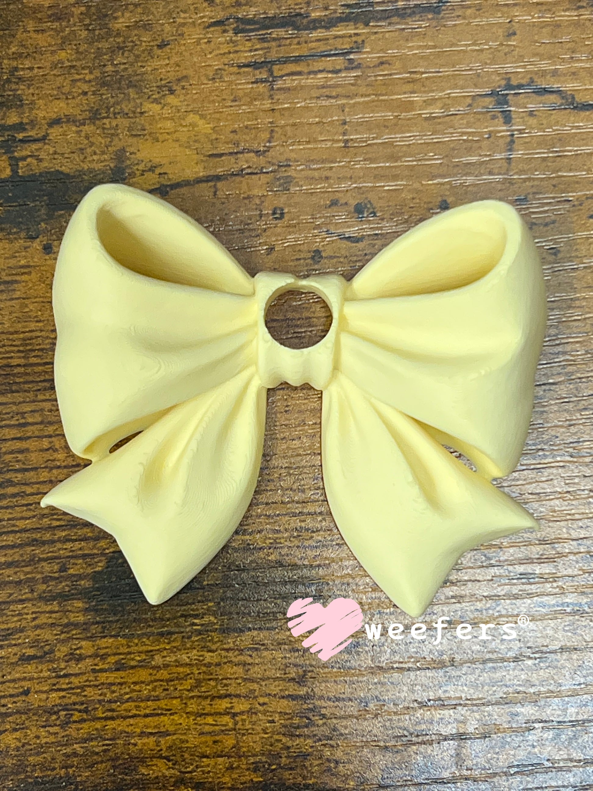 16oz and 24oz Bow Lid Toppers for Tumblers | Bridesmaid & Event Drinkware Accessory (Center HOLE) 8mm Pale Yellow Weefers