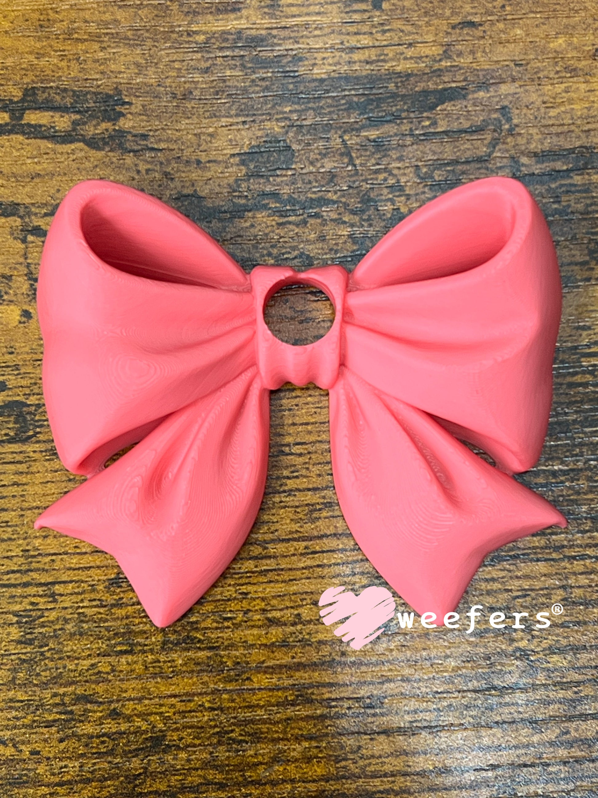 16oz and 24oz Bow Lid Toppers for Tumblers | Bridesmaid & Event Drinkware Accessory (Center HOLE) 8mm Hot Pink Weefers