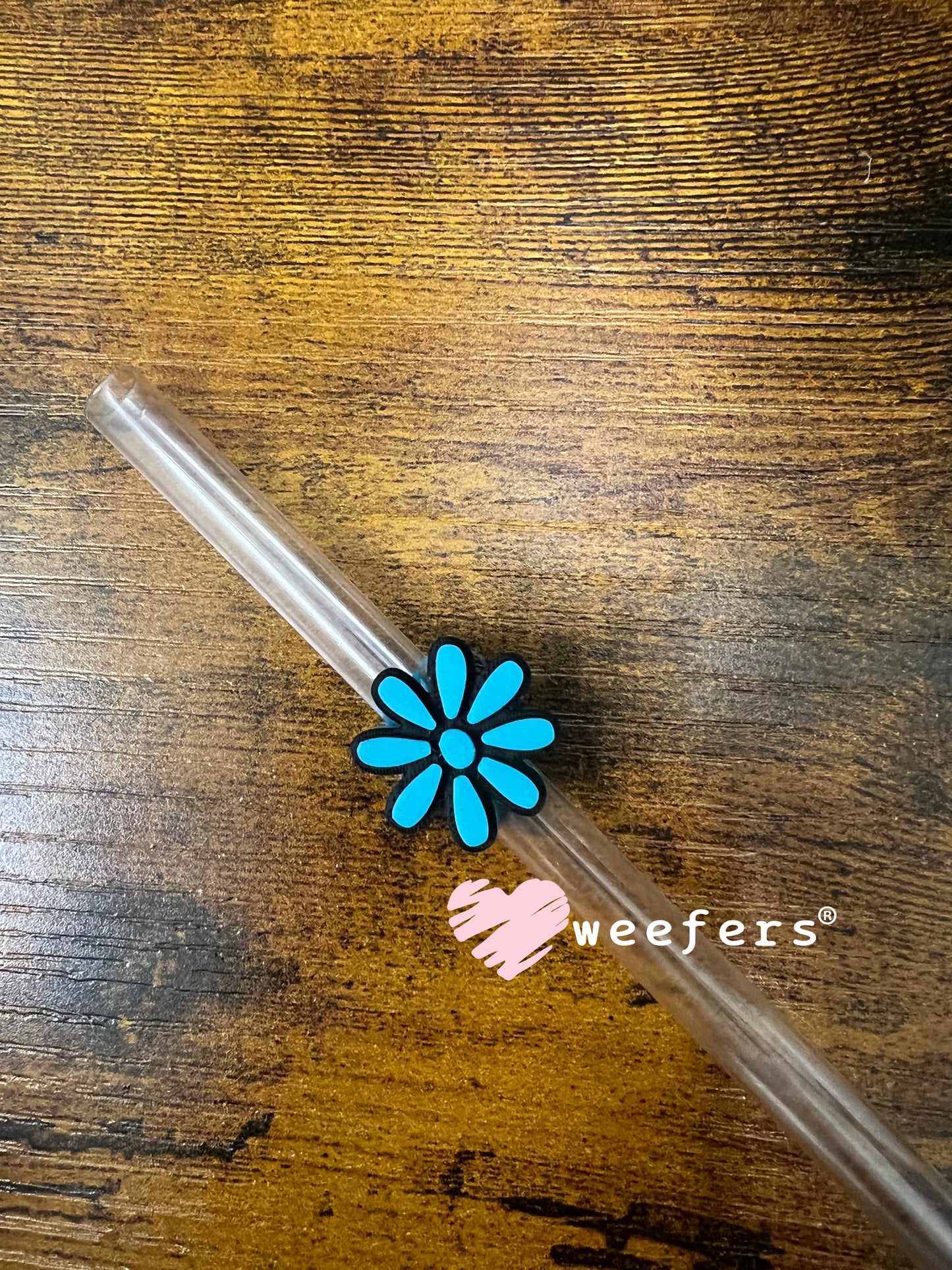 Daisy Straw Topper Buddy Teal and Black - Small Weefers
