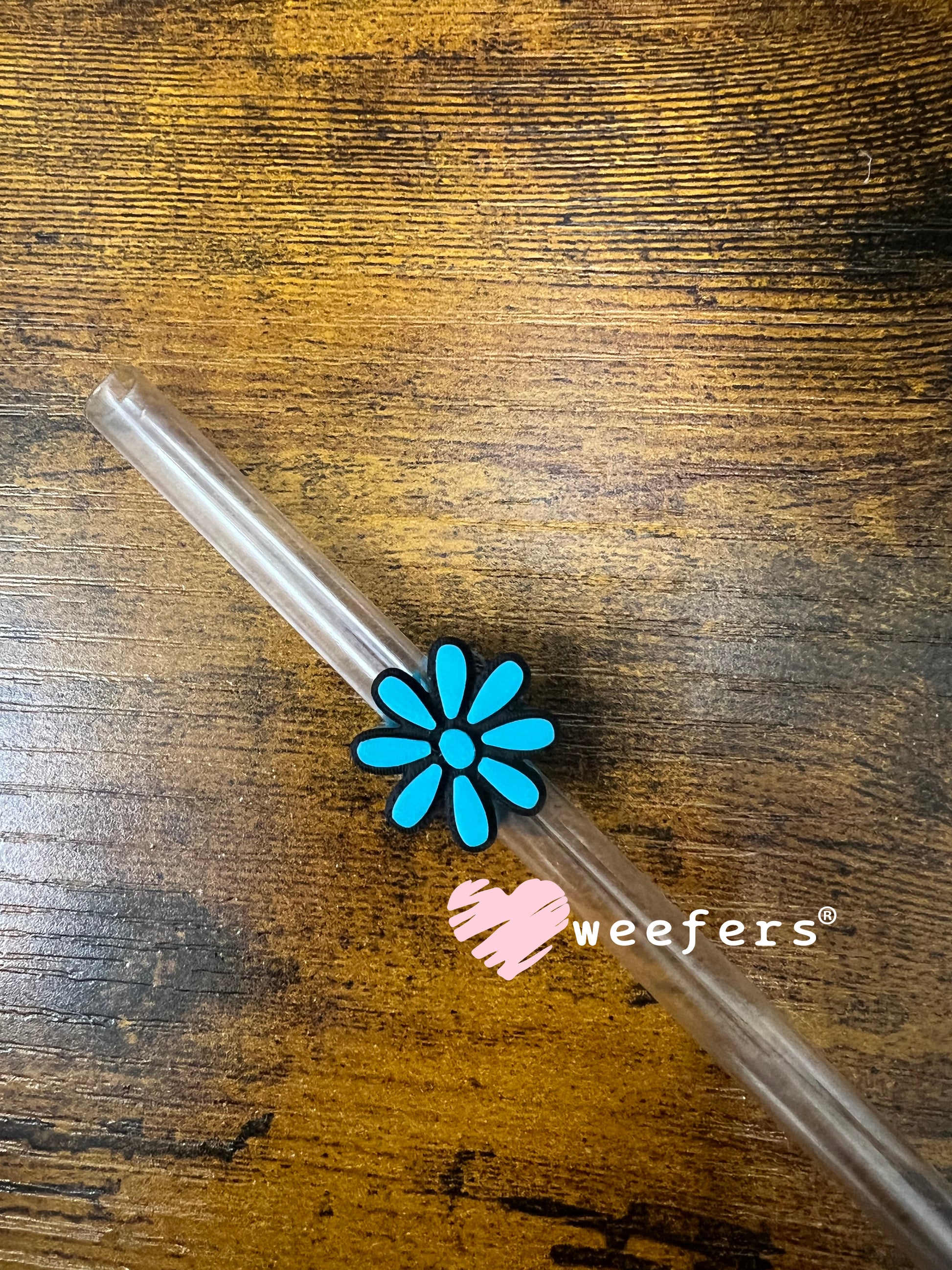 Daisy Straw Topper Buddy Teal and Black - Small Weefers