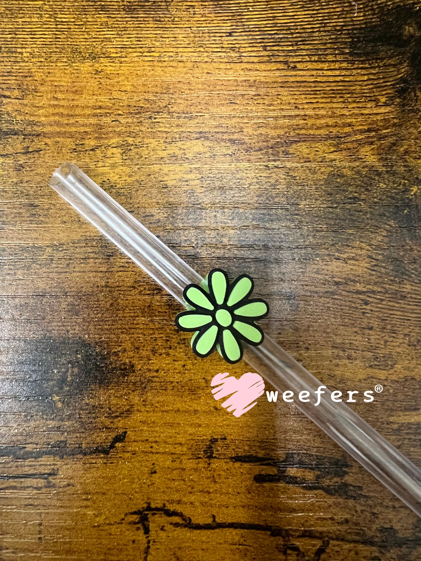 Daisy Straw Topper Buddy Lime Green and Black - Small Weefers