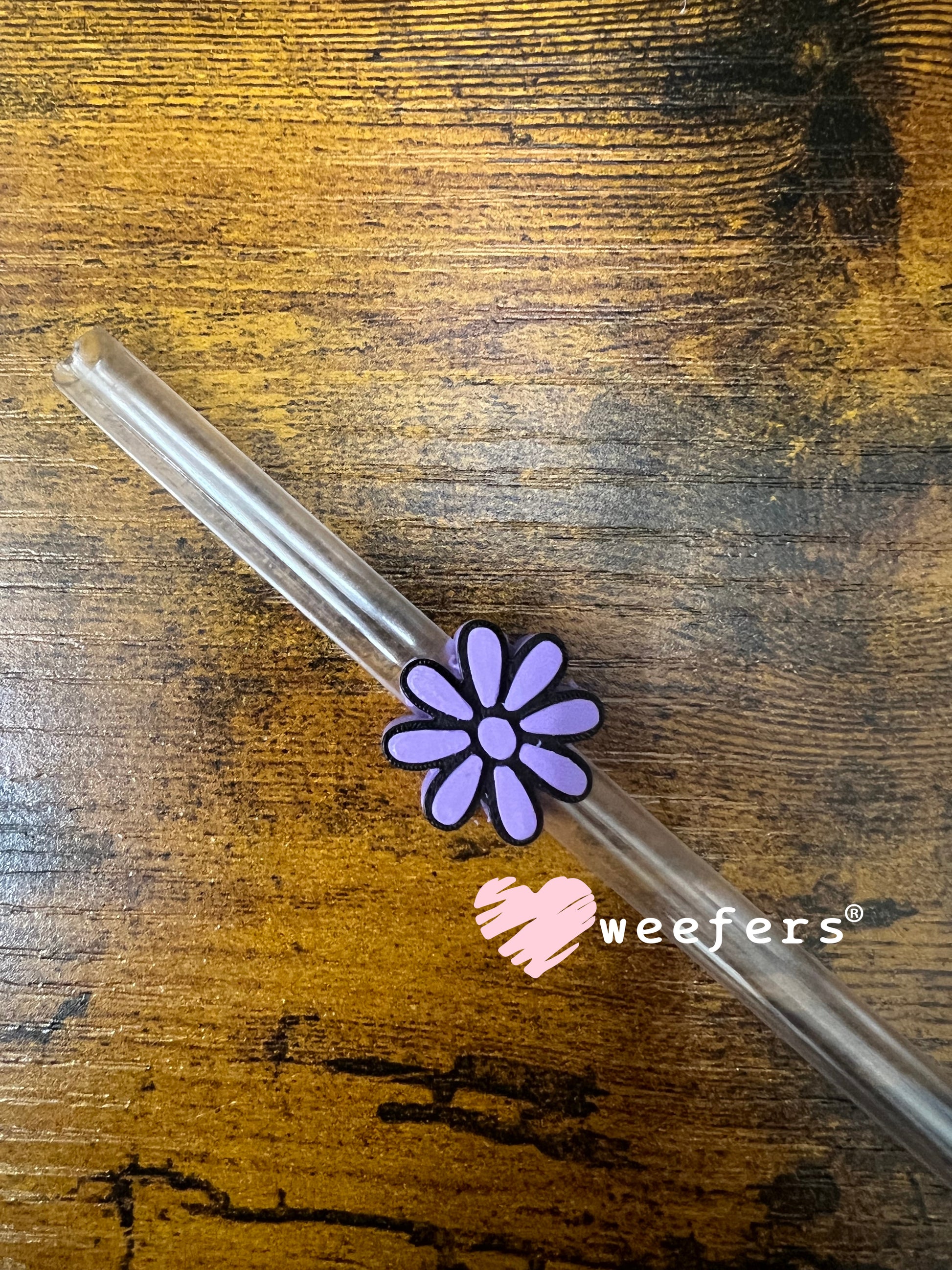 Daisy Straw Topper Buddy Purple and Black - Small Weefers