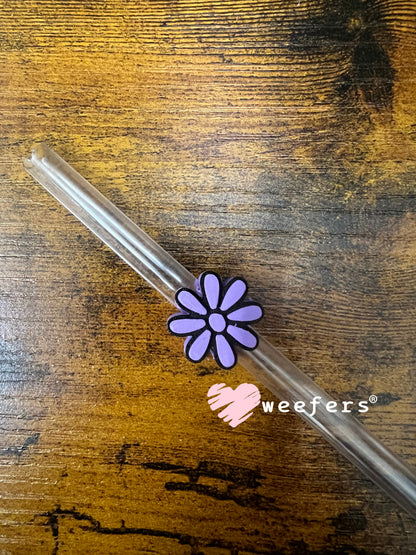 Daisy Straw Topper Buddy Purple and Black - Small Weefers