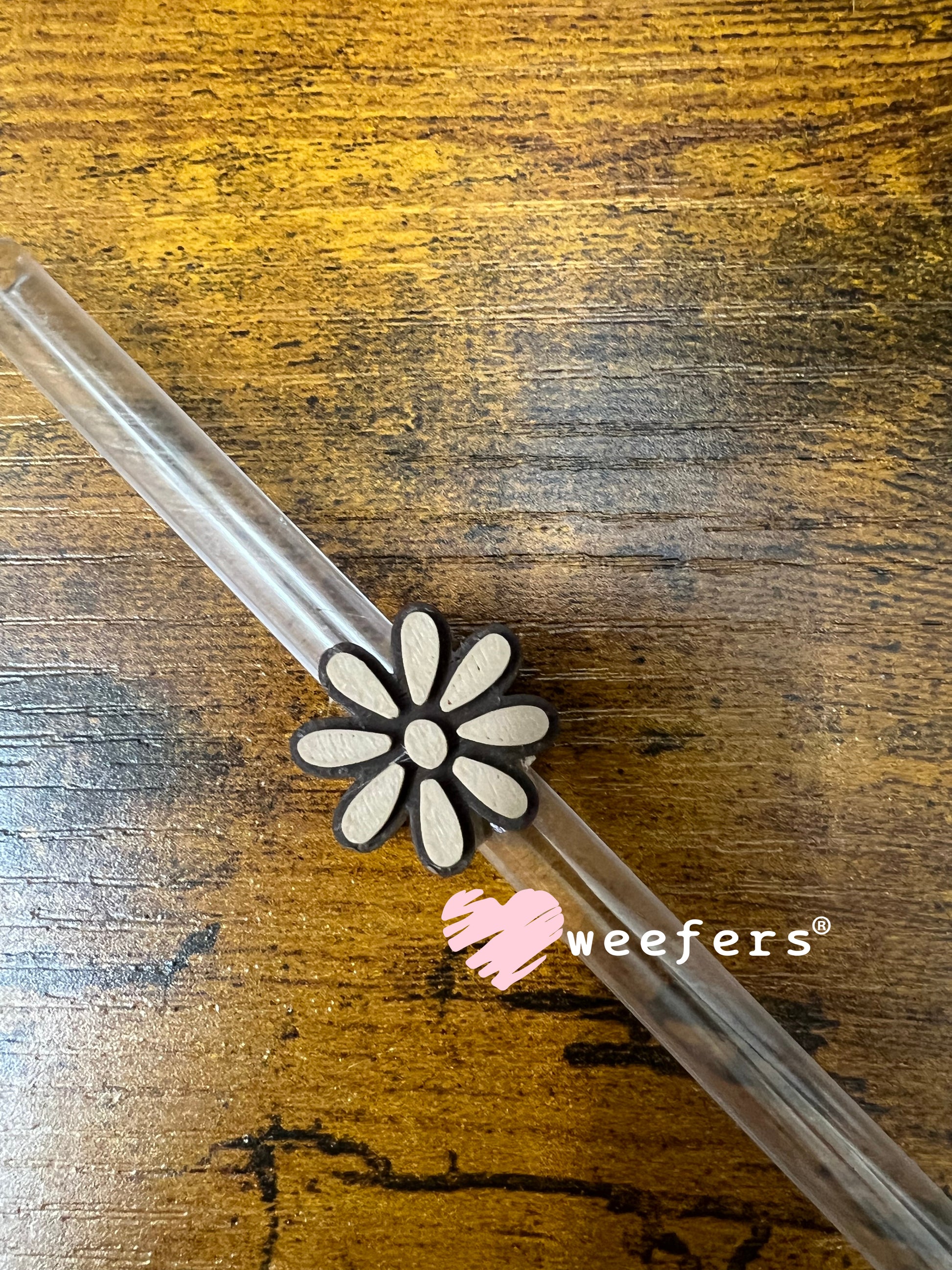 Daisy Straw Topper Buddy Tan and Brown - Small Weefers