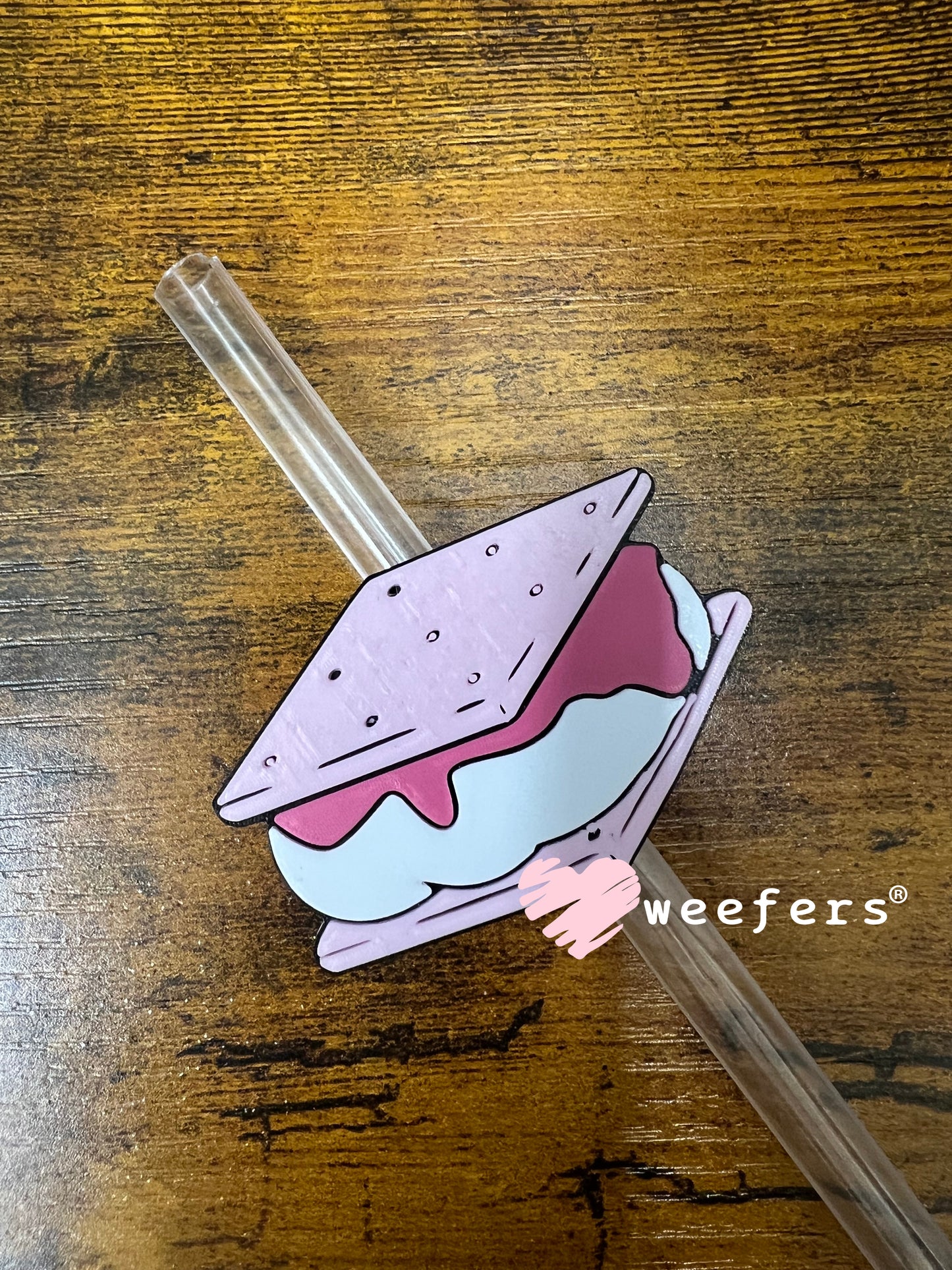 Pink Smore Straw Topper Buddy Weefers