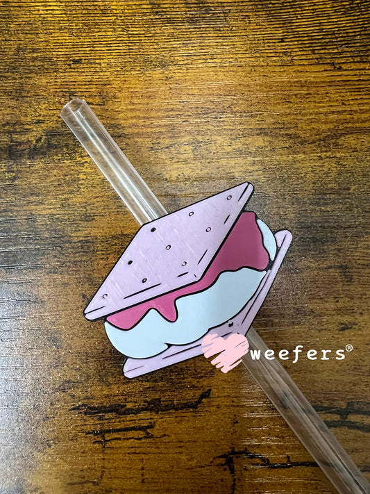 Pink Smore Straw Topper Buddy Weefers
