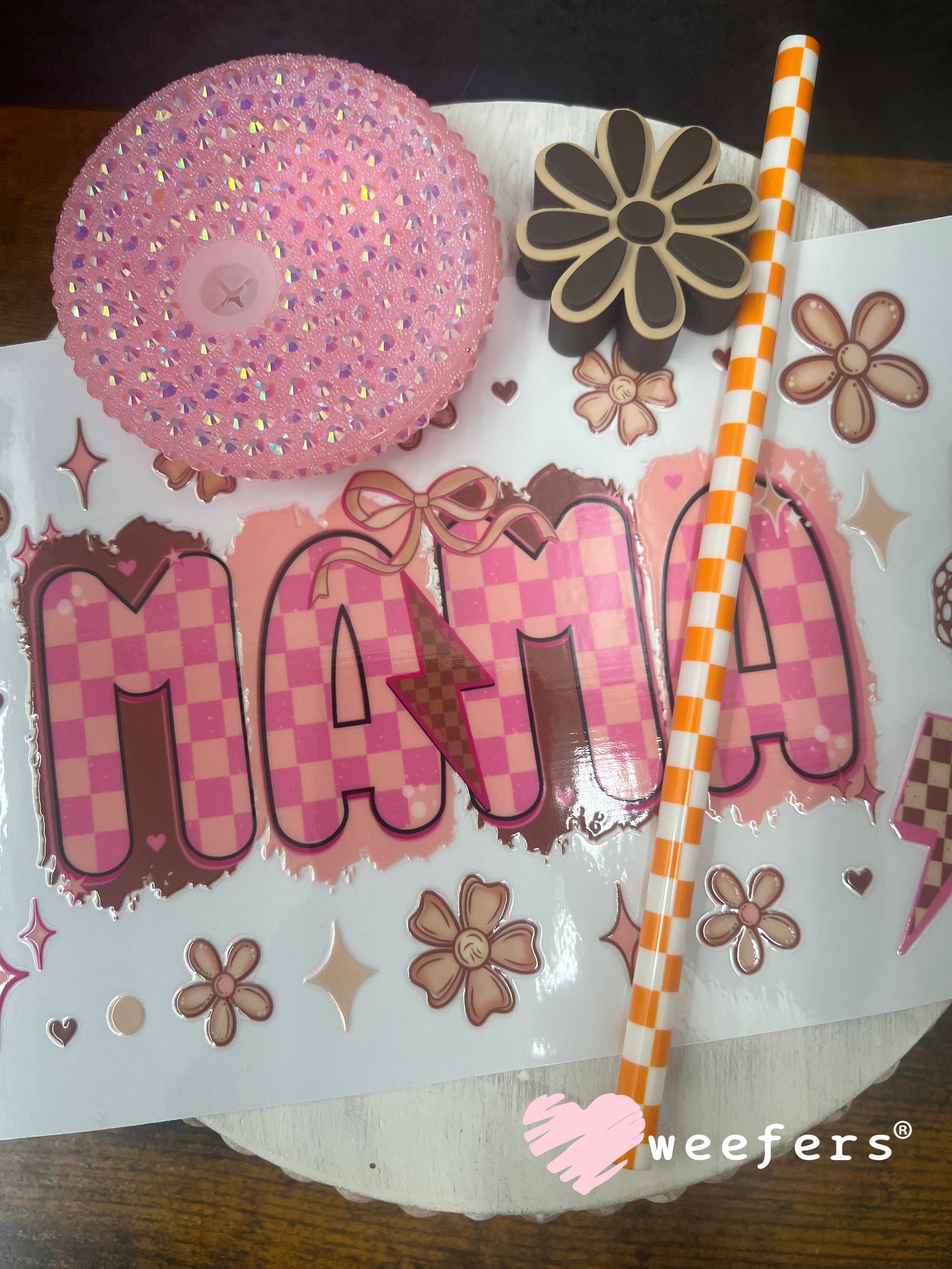 UV DTF Cup Wrap – Mama Brown and Pink Weefers