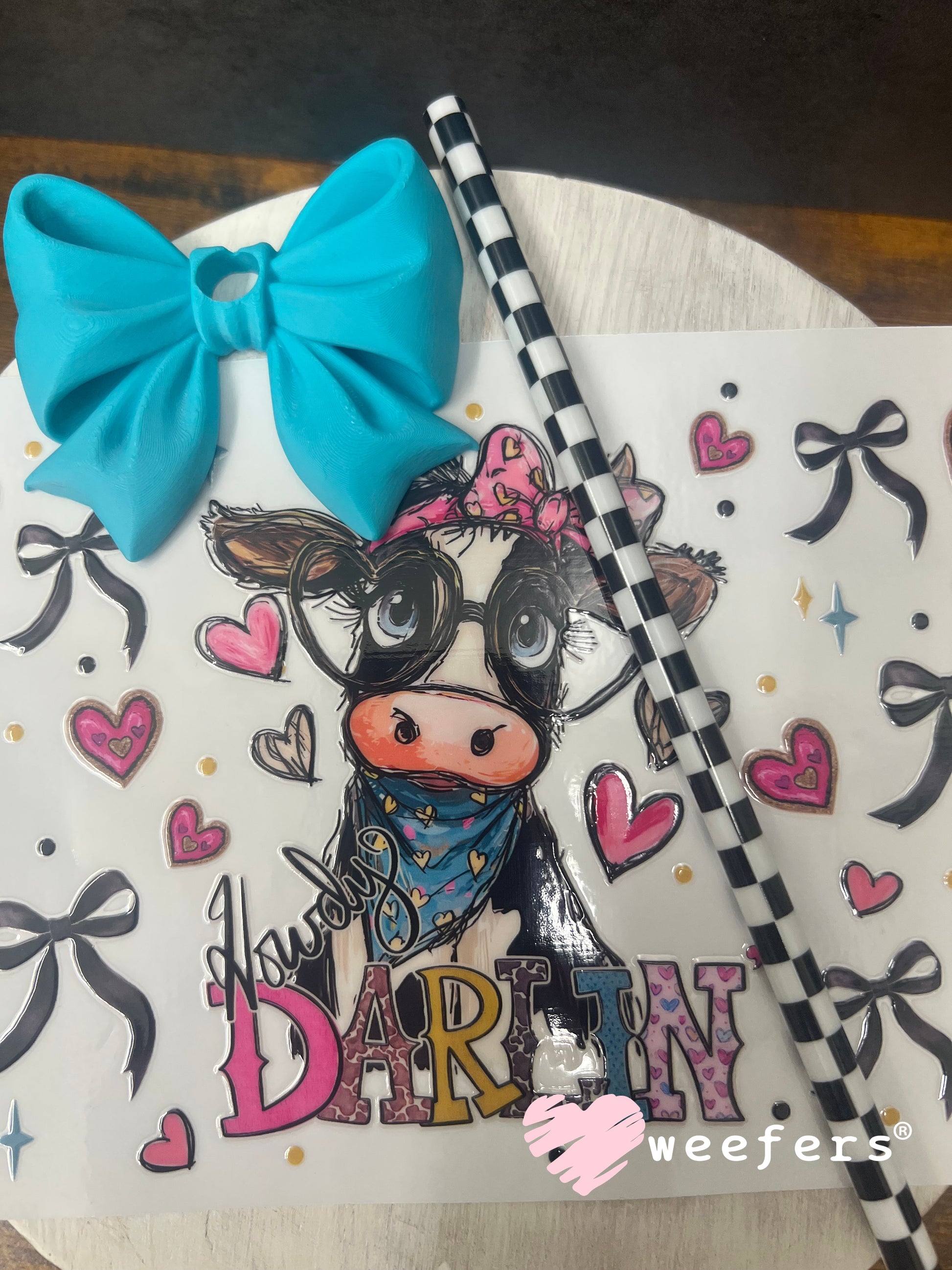 UV DTF Cup Wrap – Howdy Darlin Cow - Weefers Exclusive Weefers