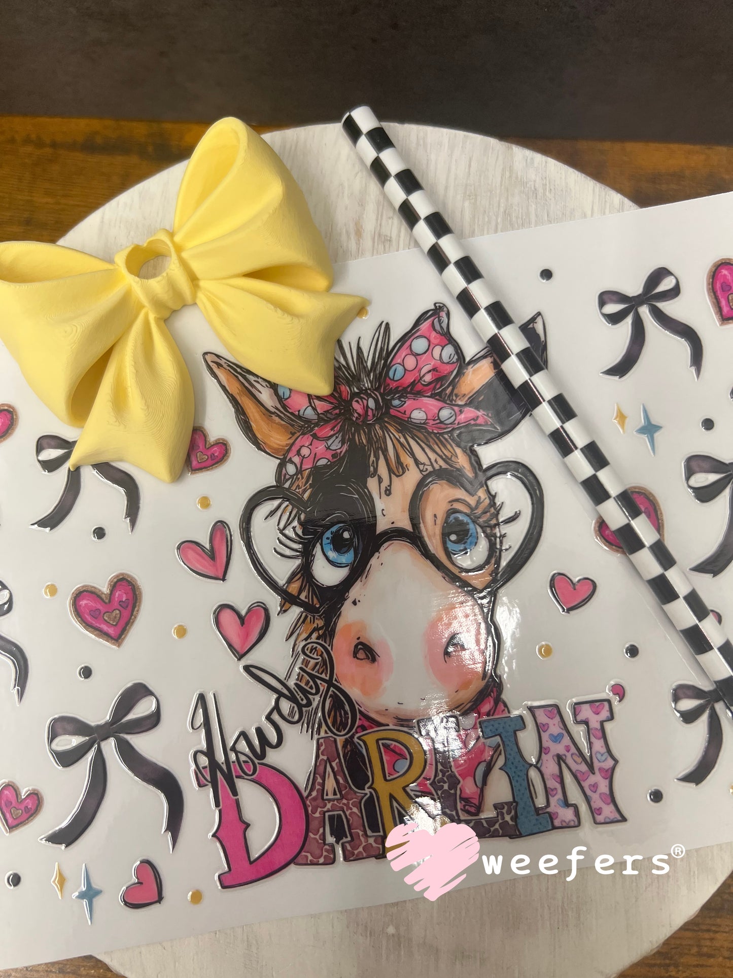 16oz Generic Glass Can Cups UV DTF Kits #152 - Howdy Darlin Donkey Weefers
