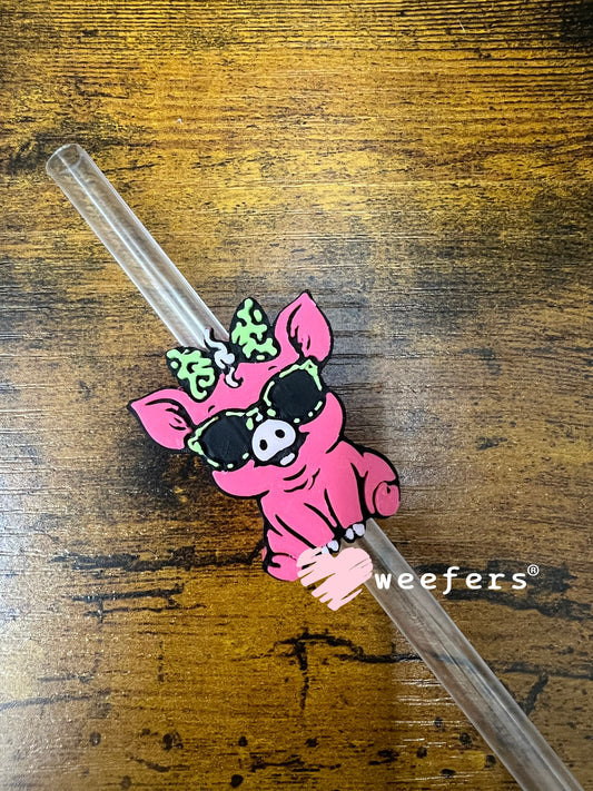 Straw Topper Buddy - Hot Pink Bougie Pig Weefers