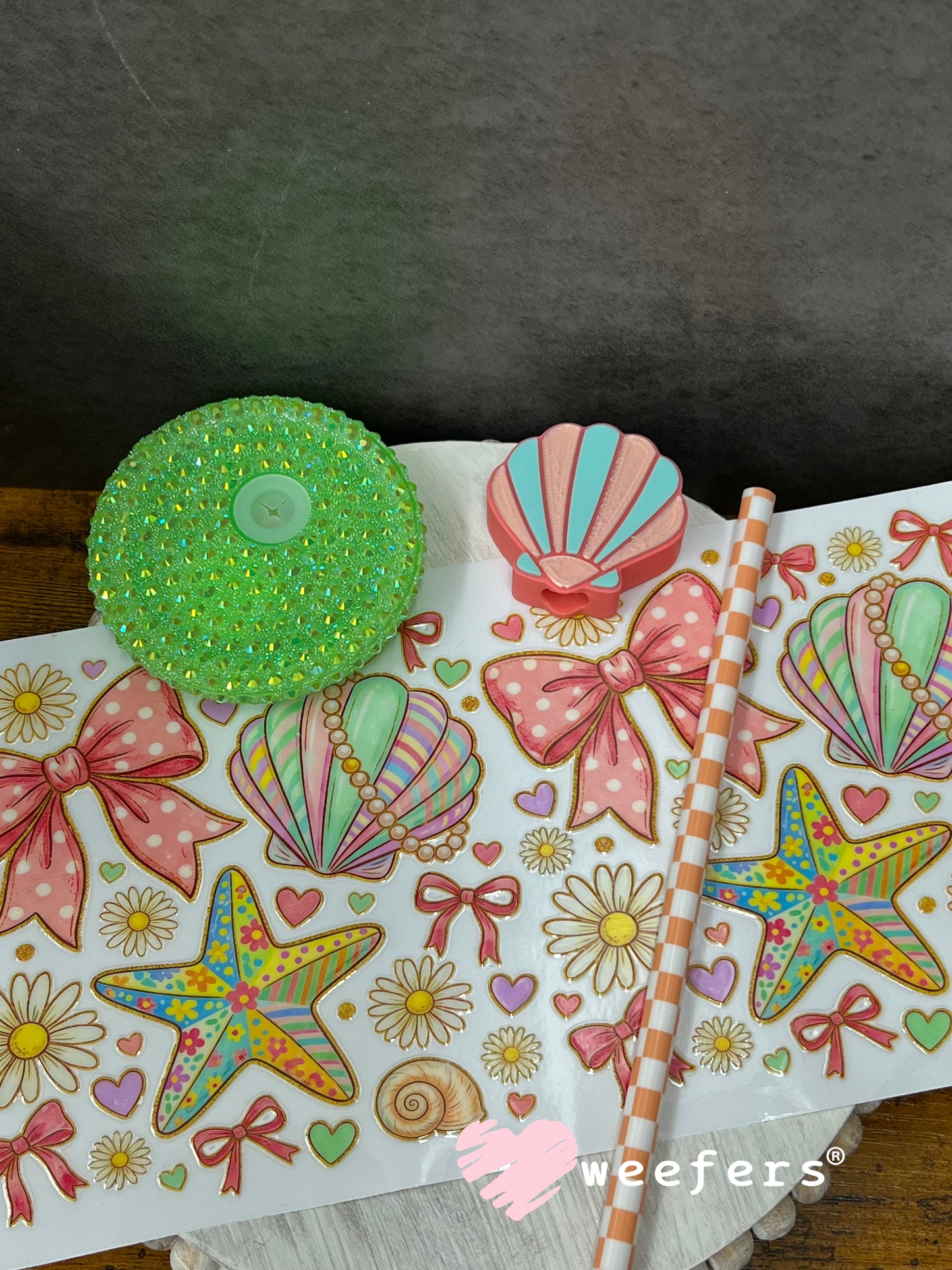 UV DTF Cup Wrap – Pastel Seashells and Bows Weefers