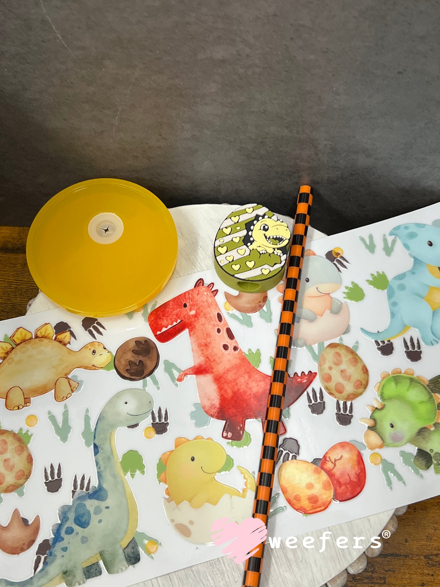 UV DTF Cup Wrap – Watercolor Dinosaurs Weefers