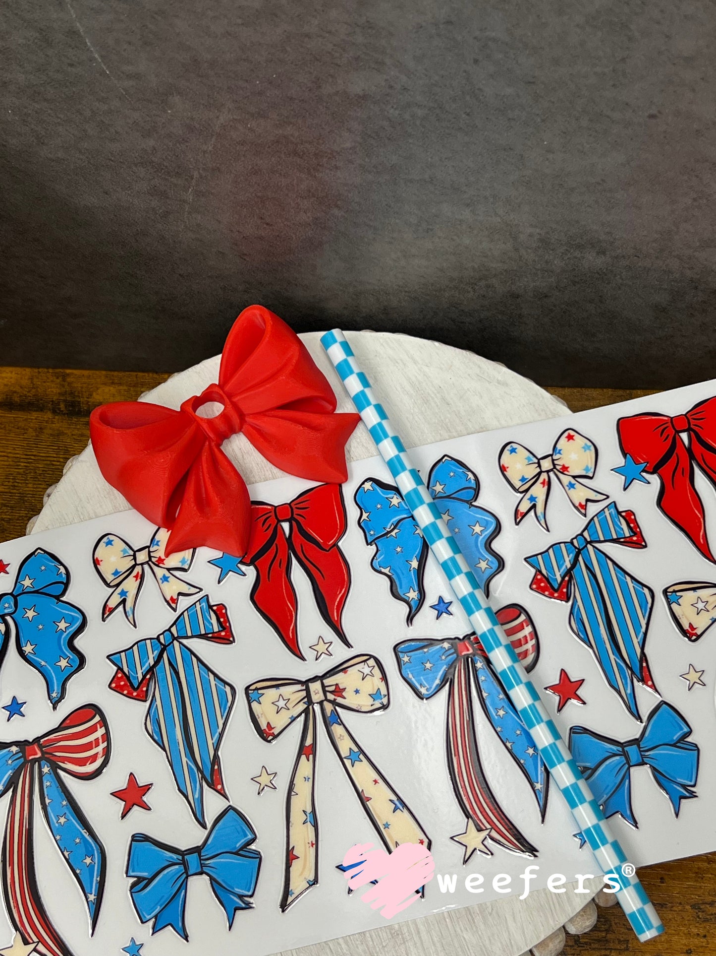 UV DTF Cup Wrap – Patriotic Bows Weefers