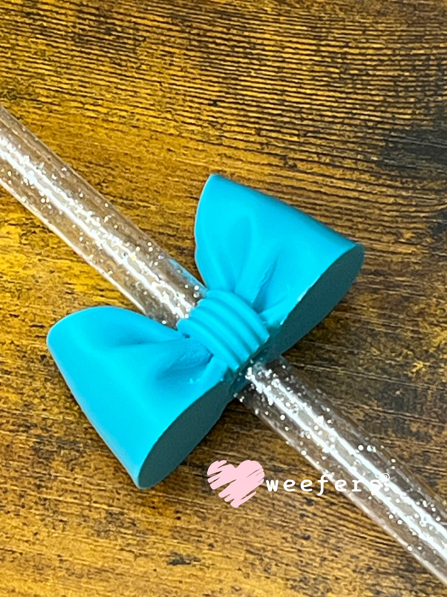 Oversized Coquette Bow Lid Toppers for Tumblers | Bridesmaid (Fits Both 8mm and 10mm straws) Teal Weefers
