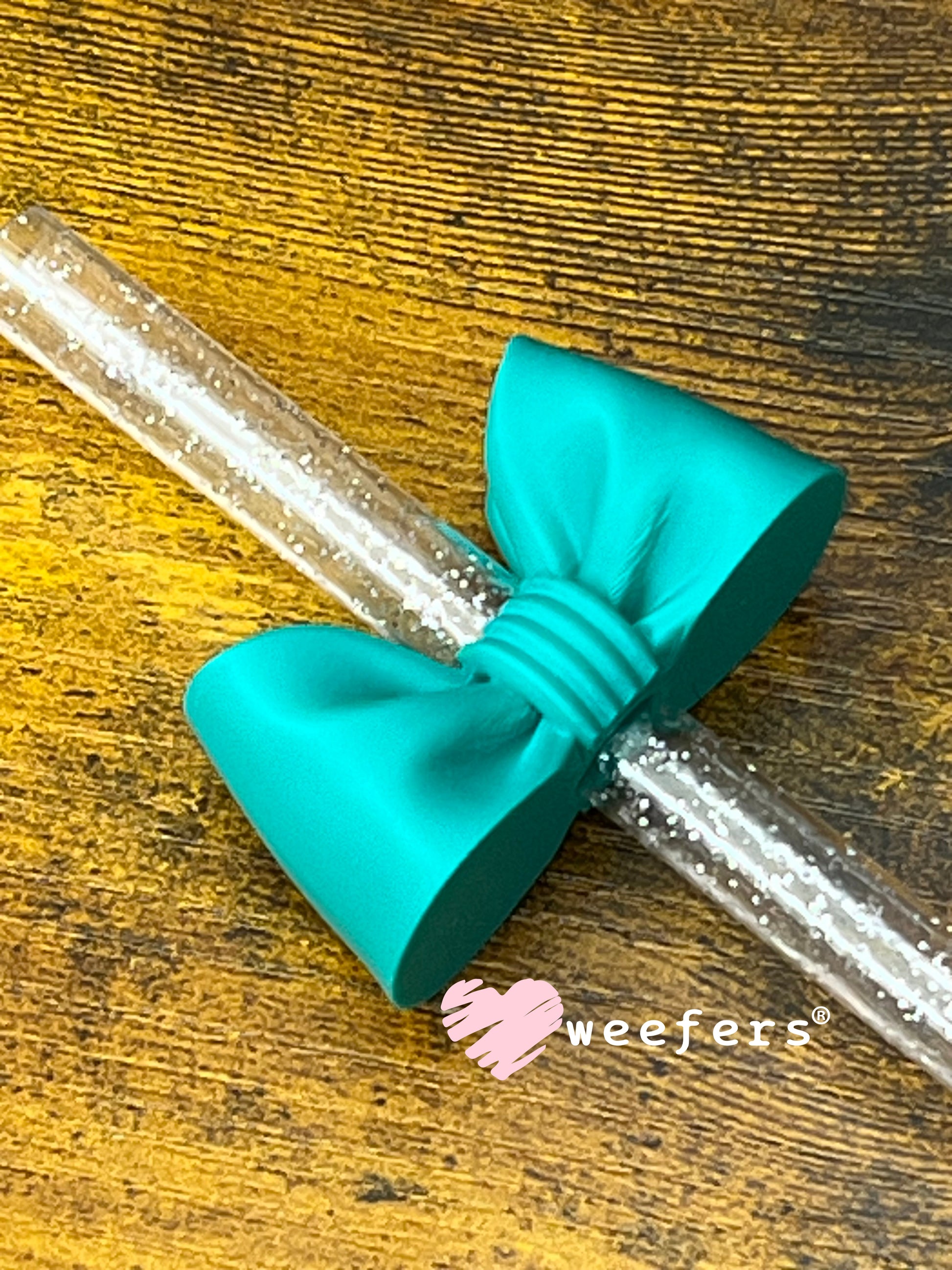 Oversized Coquette Bow Lid Toppers for Tumblers | Bridesmaid (Fits Both 8mm and 10mm straws) Turquoise Weefers