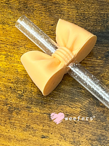 Oversized Coquette Bow Lid Toppers for Tumblers | Bridesmaid (Fits Both 8mm and 10mm straws) Peach Weefers